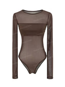 Tailored Blazer Vest Mesh Bodysuit Wide Leg Pants Three Piece Set