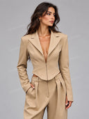 Tailored Cropped Blazer & Wide Leg Pants Two Piece Set