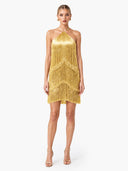 Exquisite Halter Layered Fringe Mini Dress