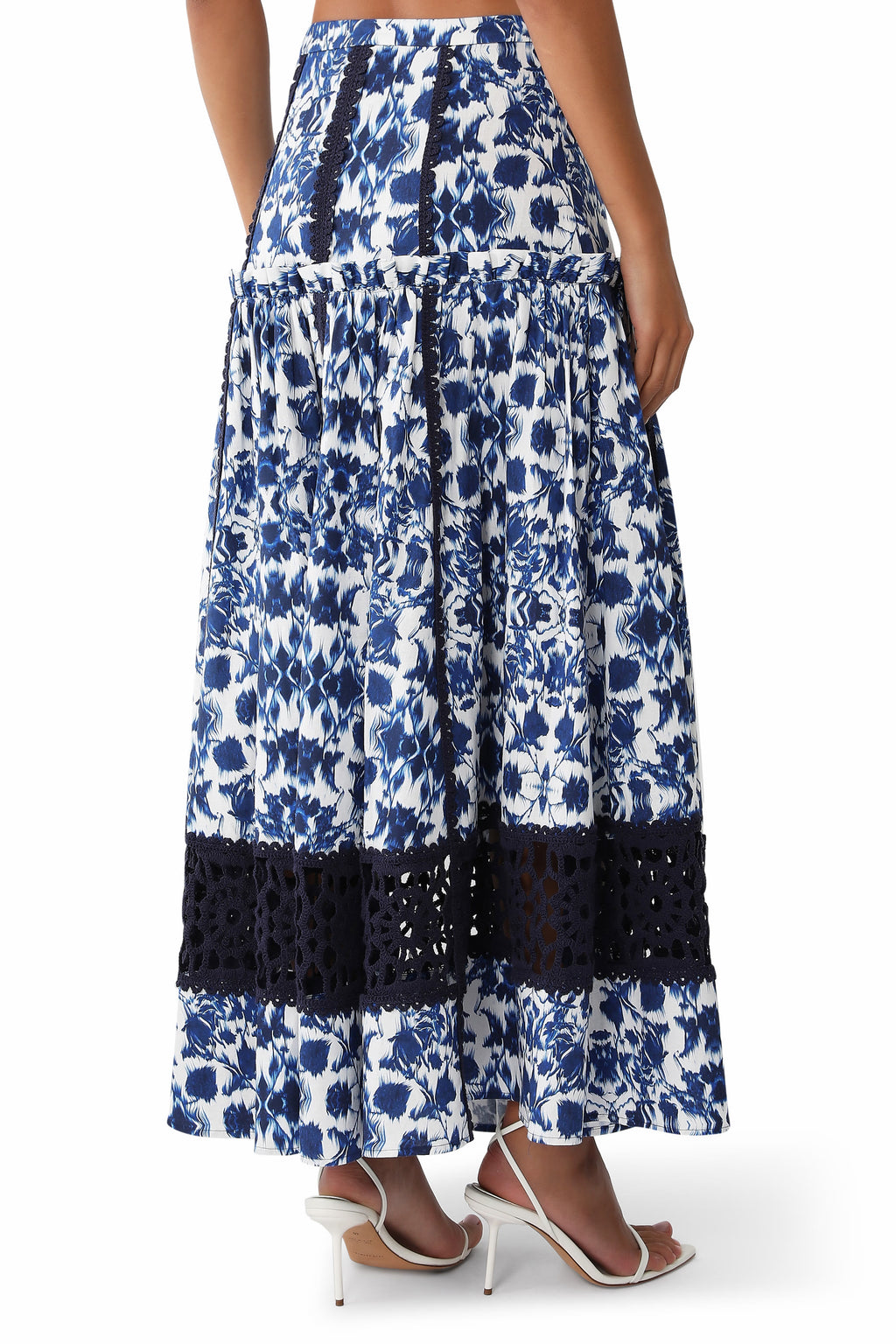 Floral Print Square Neck Peplum Lace Trim Two-Piece Set
