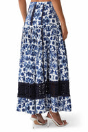 Floral Print Square Neck Peplum Lace Trim Two-Piece Set