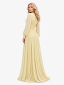 Elegant Ruched Chiffon Waist-Defined Maxi Dress