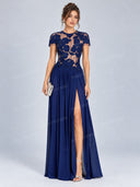 Sexy Lace Bodice High Slit Maxi Dress