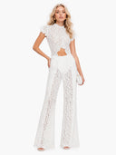Lace Long-sleeved Top And Wide-leg Pants Set（Headscarf Not Included）
