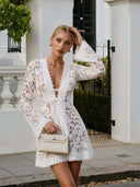 Exquisite Lace Deep V-Neck Mini Dress