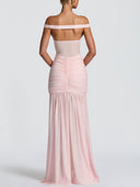 Off-The-Shoulder Mesh Maxi Dress