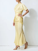Elegant Draped Satin Lace-Trim Top Two-Piece Set