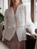 Elegant Lace Ruffle Blazer & Balloon Pants Set