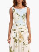 Fresh Sleeveless Boat Neck Printed Party Maxi Dress