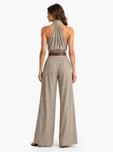 Minimalist High-Neck Off-Shoulder Jumpsuits