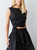 Elegant Crop Top & Tiered Asymmetrical Skirt Two-Piece Set