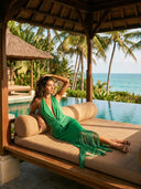 Emerald Green Halter Fringe Maxi Dress