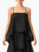 Egant Black Polka Dot Tiered Ruffle Maxi Dress