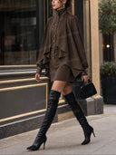 High Neck Cape Sleeve Mini Dress