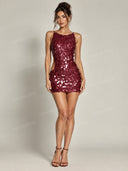 Sequin Halter Neck Mini Party Dress