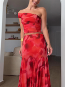 Floral Print Ruched Two-Piece Set