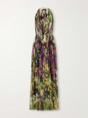 Elegant Floral Print Deep V Neck Flowy Maxi Dress