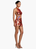 Elegant Backless Sequin Embroidered Mini Dress