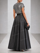 Elegant Sequin Top & Tulle Skirt Belted Party Two-Piece Set