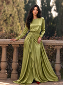 Elegant Draped Satin Maxi Dress