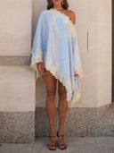 Elegant Convertible Lace Trim Halter Maxi Dress