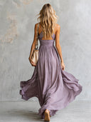 Elegant Ruched Halter Neck Flowing Maxi Dress