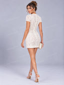 Elegant Floral Lace Prom Mini Dress
