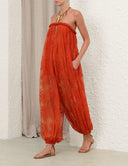 Strapless Floral Lace Loose Harem Jumpsuit