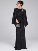 Minimalist Tailored Blazer, Halter Top & Maxi Skirt Three Piece Set