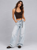 Retro Washed High Waist Barrel Leg Jeans
