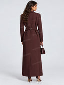 Elegant Double Breasted Tailored Maxi Blazer Coat