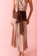 Elegant Draped Halter Top & Wide-Leg Pants Set