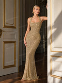 Fashion Sequin Halter Neck Party Maxi Dress