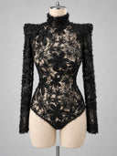 Elegant Floral Lace Bodysuit & High Waist Maxi Skirt Two Piece Set