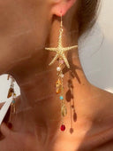 Vintage Starfish Charm Drop Earrings