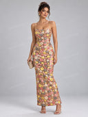 Elegant Floral Sequin Maxi Dress