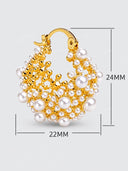 Pearl Cluster Gold Hoop Earrings