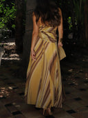 Elegant Striped Top & Wrap High-Waist Skirt Suit