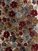 Elegant Multicolor Floral Sequin Mini Dress