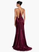 Elegant Green Draped Neckline Maxi Dress