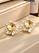 Crystal Sunburst Stud Earrings