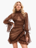 Elegant Pleated Tulle Mini Dress