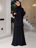 Elegant Muslim Headscarf & Maxi Robe Two-Piece Set