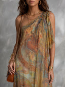 Printed Off-shoulder Maxi Dress