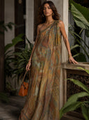 Printed Off-shoulder Maxi Dress