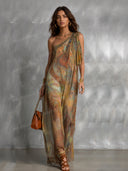 Printed Off-shoulder Maxi Dress