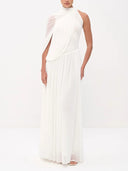 One‑Shoulder Draped Ruched Maxi Dress