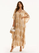 Exquisite Geometric Print Loose Batwing Kaftan Dress