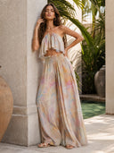 Printed Sling Top And Wide Leg Pants Set