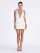 Exquisite Sequin Colorblock Trim V-neck Sleeveless A-line Mini Dress